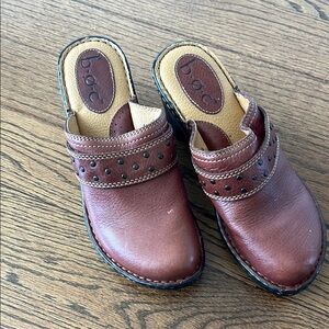 b.o.c. Chestnut Leather Slip-On Clogs